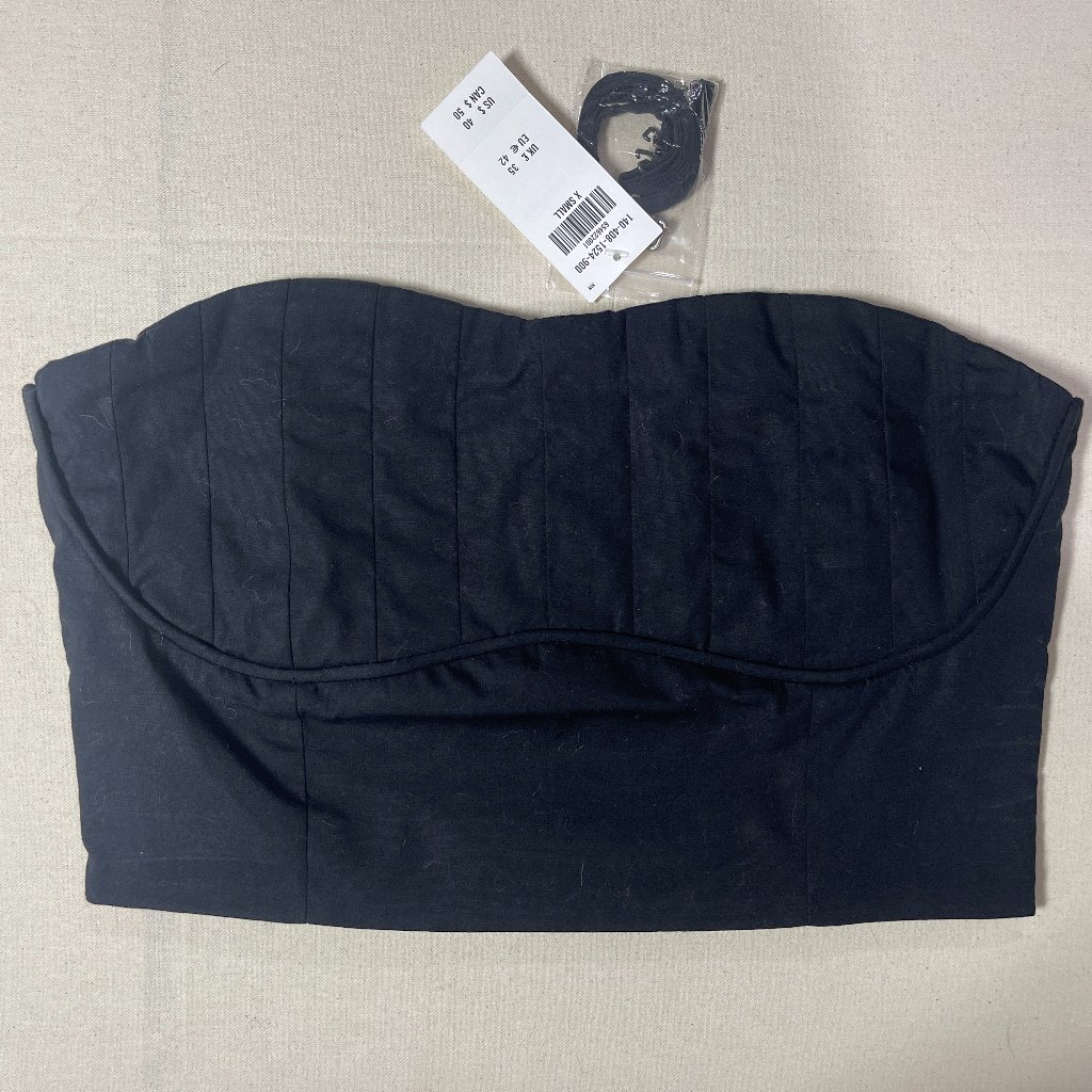 New Abercrombie & Fitch Strapless Crop Top Black Size Xs Msrp $50